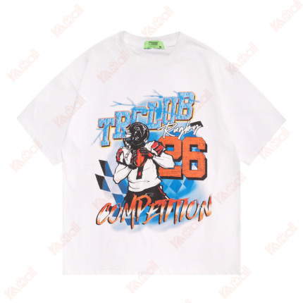 cartoon pattern hip hop white t shirt